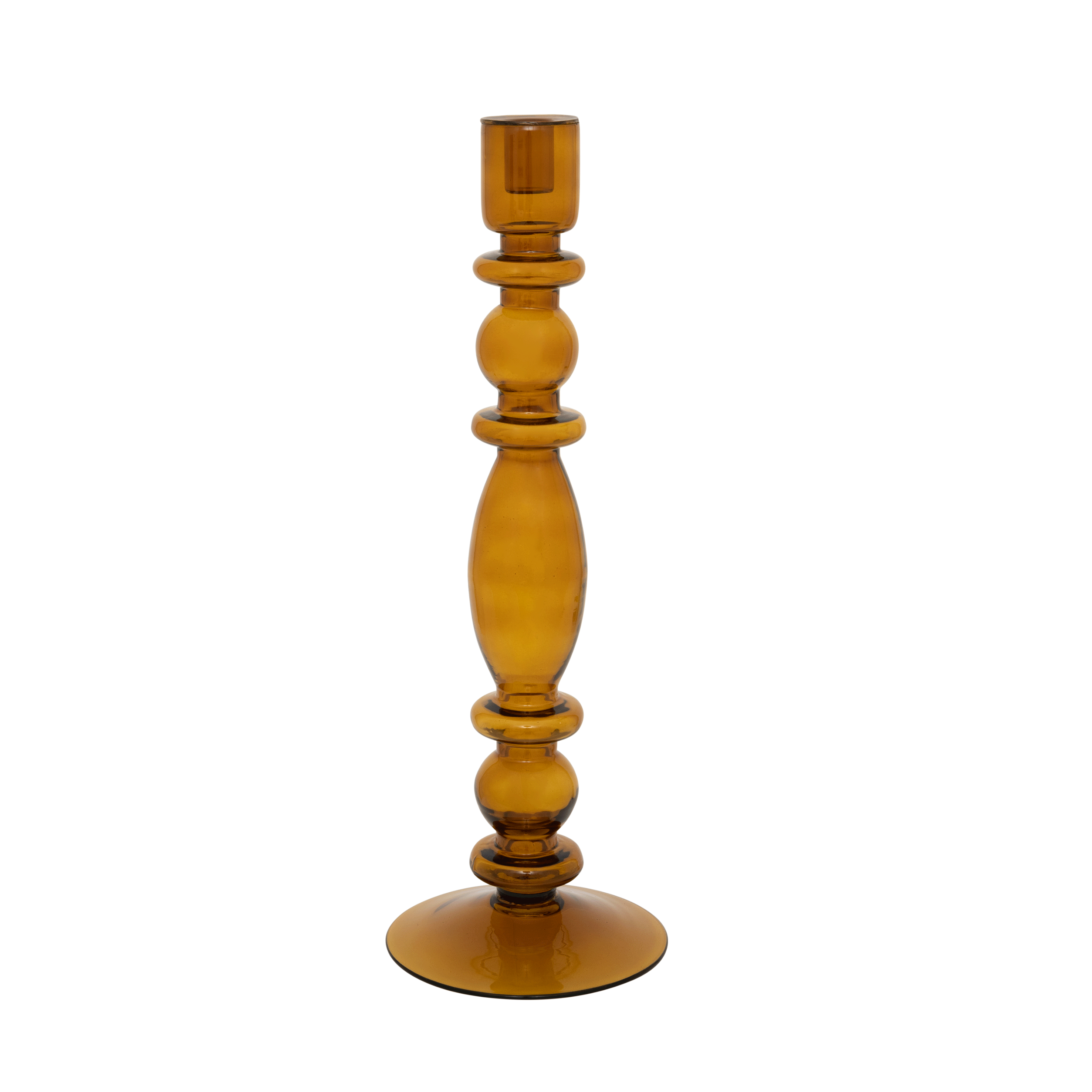 Glass wood rush candle holder