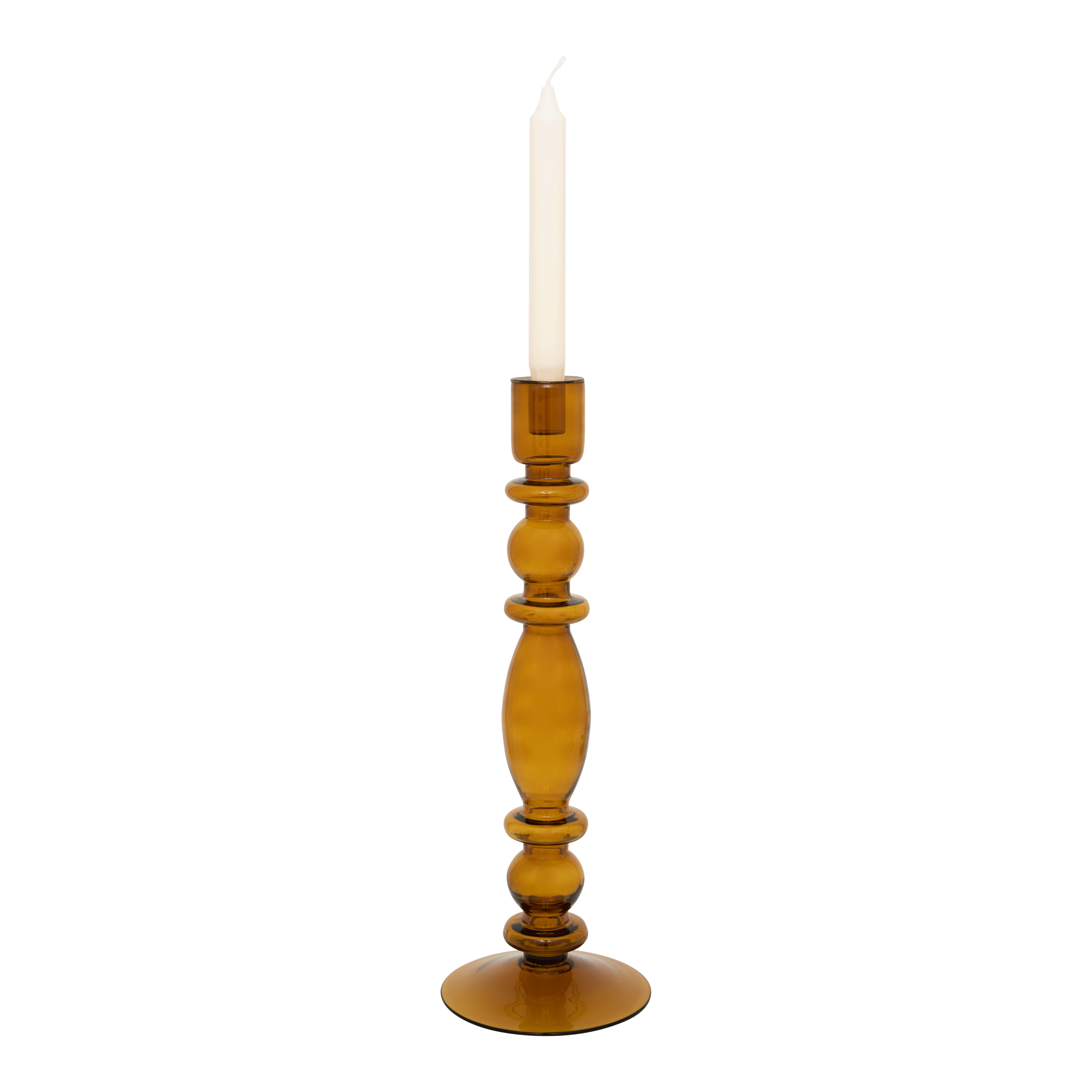 Glass wood rush candle holder